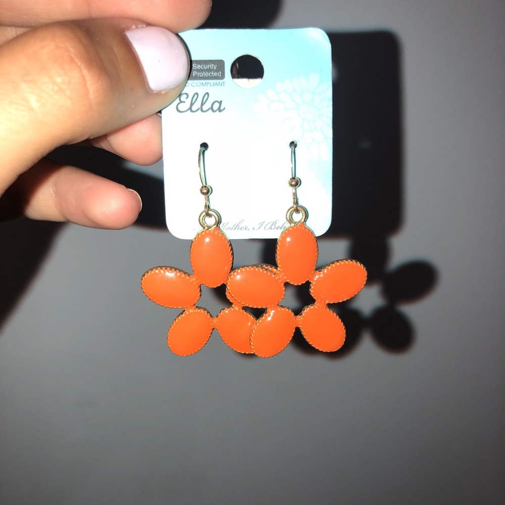 Orange flower earrings